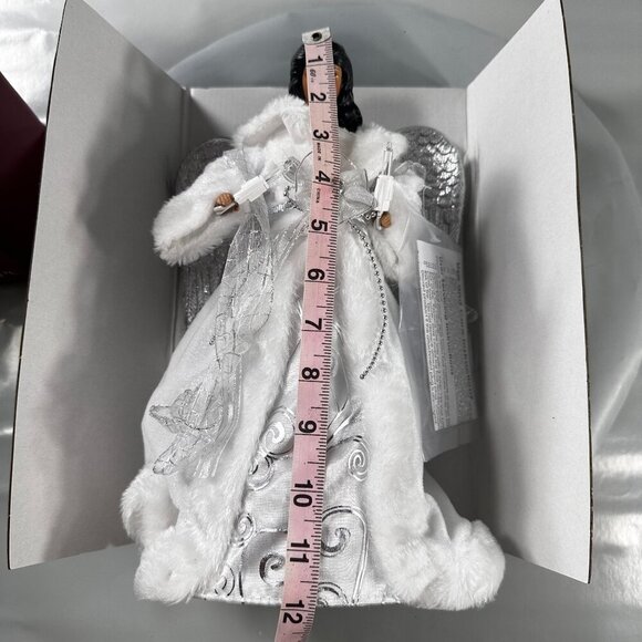 Ashland Christmas Angel Lighted Tree Topper Silver Wings White Gown Cord - Picture 15 of 16